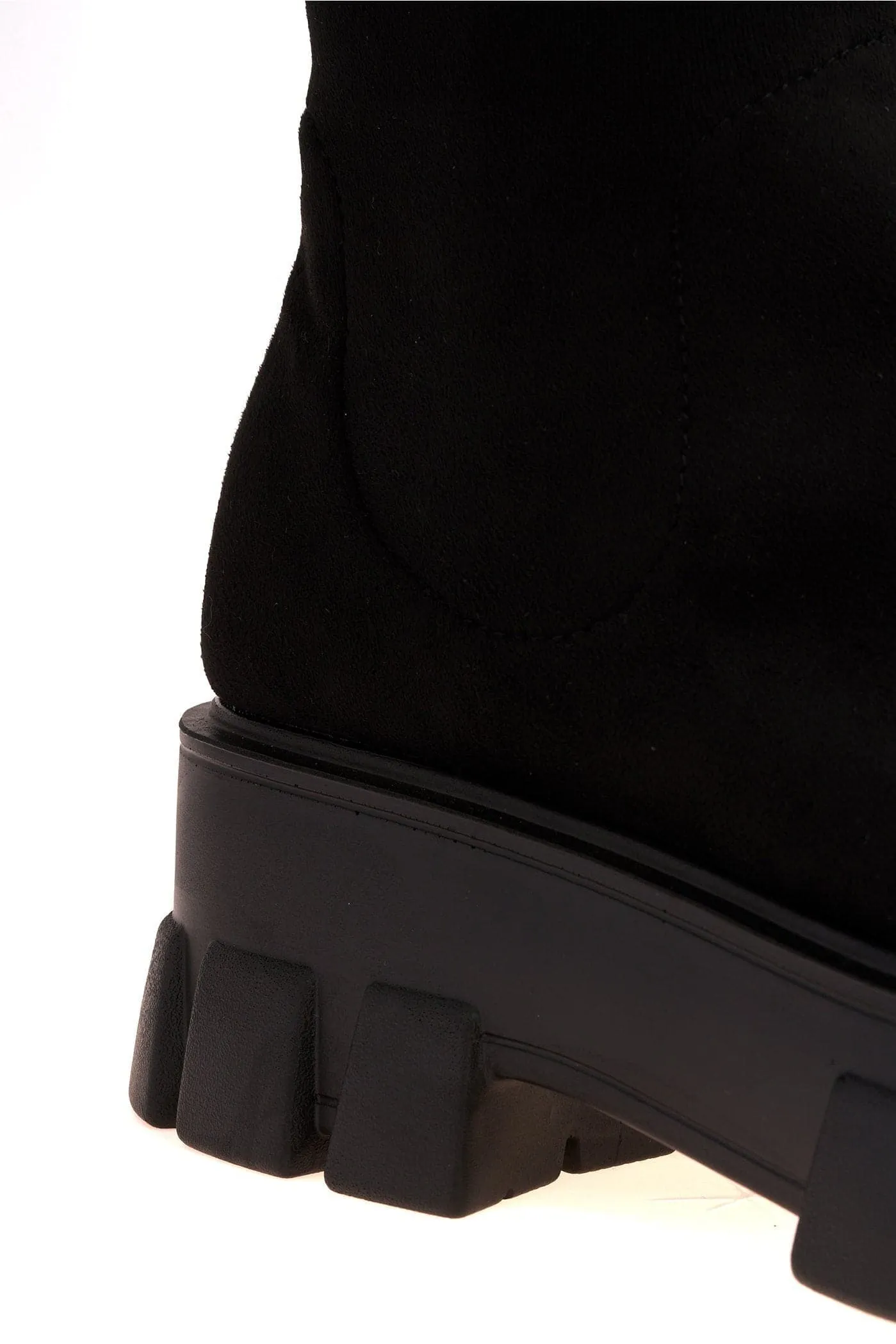 Keely Lycra Stretch OTK Boot in Black Suede