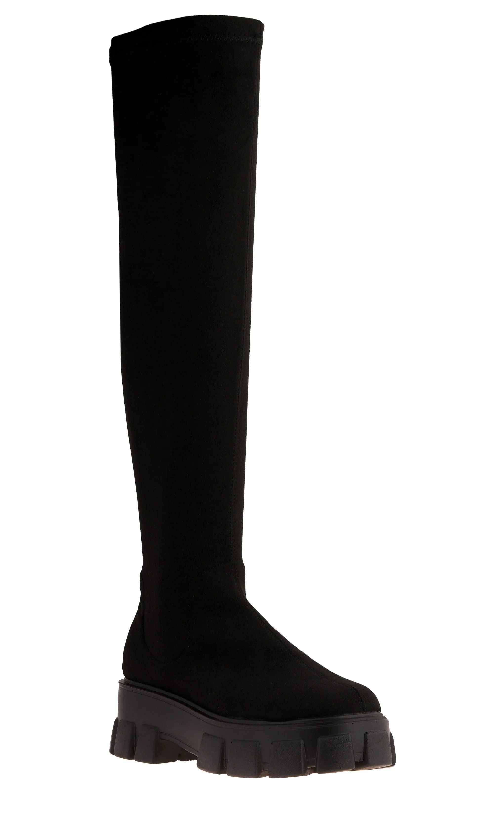 Keely Lycra Stretch OTK Boot in Black Suede