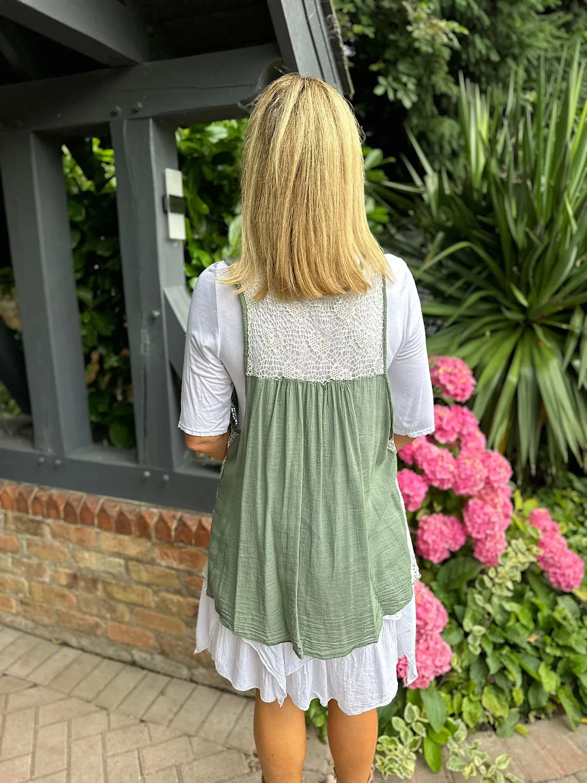 Khaki Layered Tie Detail Dress Wendy