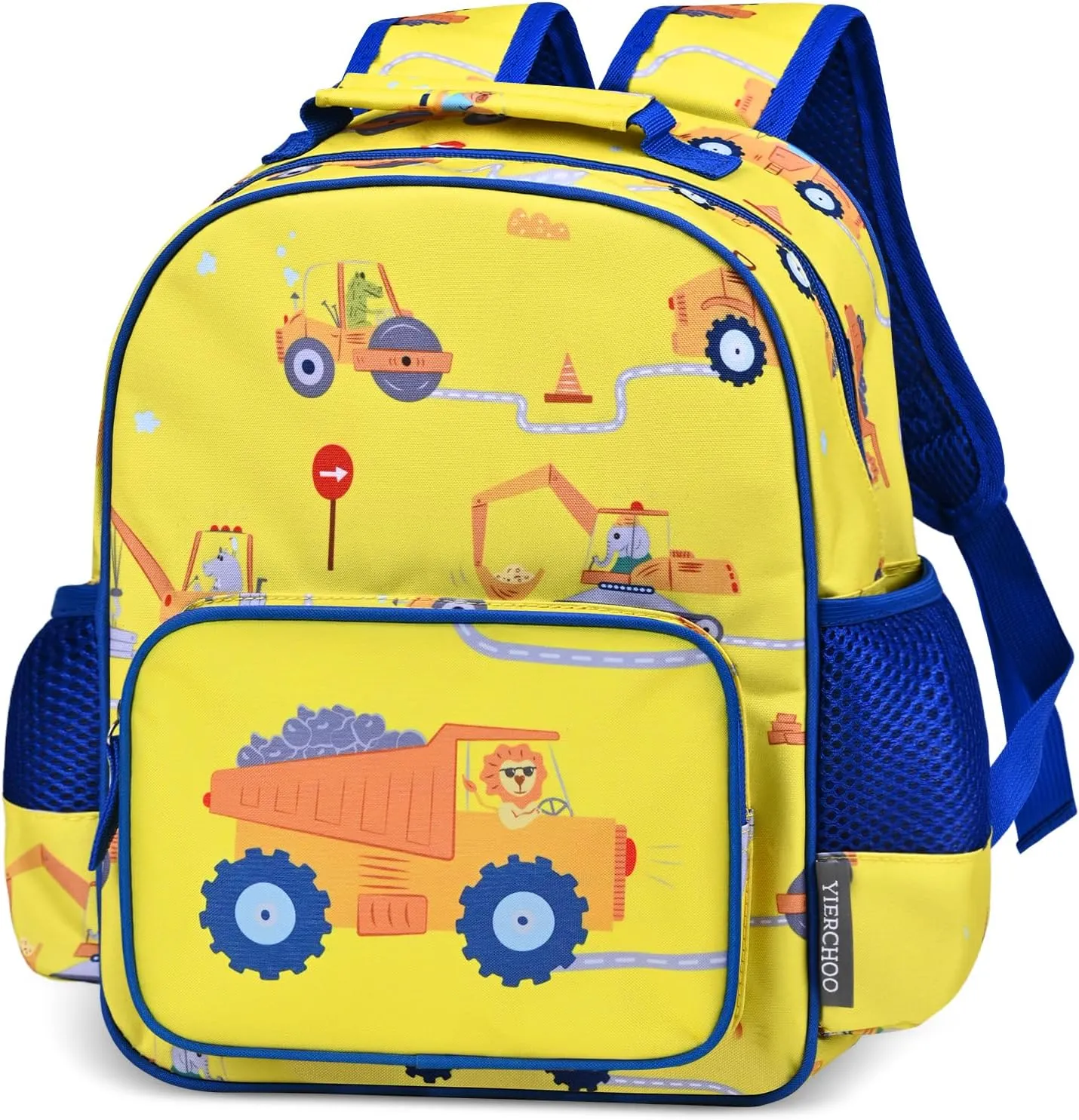 Kids Backpack for Boys Girls, Toddler Backpack Child Bookbag for Preschool Kindergarten Travel Daycare Water-Resistant Lightweight 12 Inches (Construction)