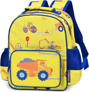 Kids Backpack for Boys Girls, Toddler Backpack Child Bookbag for Preschool Kindergarten Travel Daycare Water-Resistant Lightweight 12 Inches (Construction)