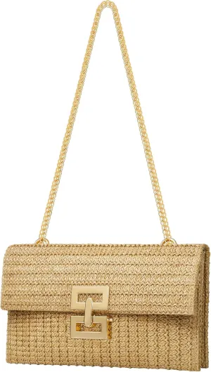Kseymeir Straws Clutch Purses Raffia Beach Bag Woven Summer Purses Straw Crossbody Bag