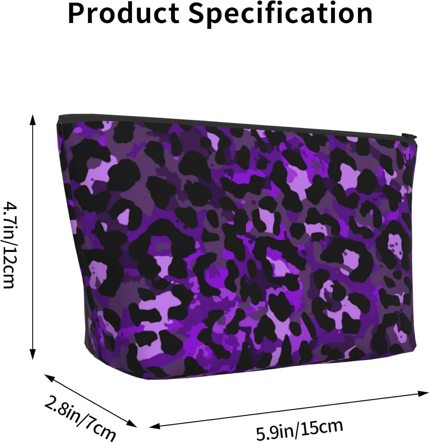 Ladies Makeup Bags Roomy Pouch Purse With Zipper Portable Travel Cosmetic Bag For Birthday Gifts Roomy purple cheetah leopard print Toiletry Bags
