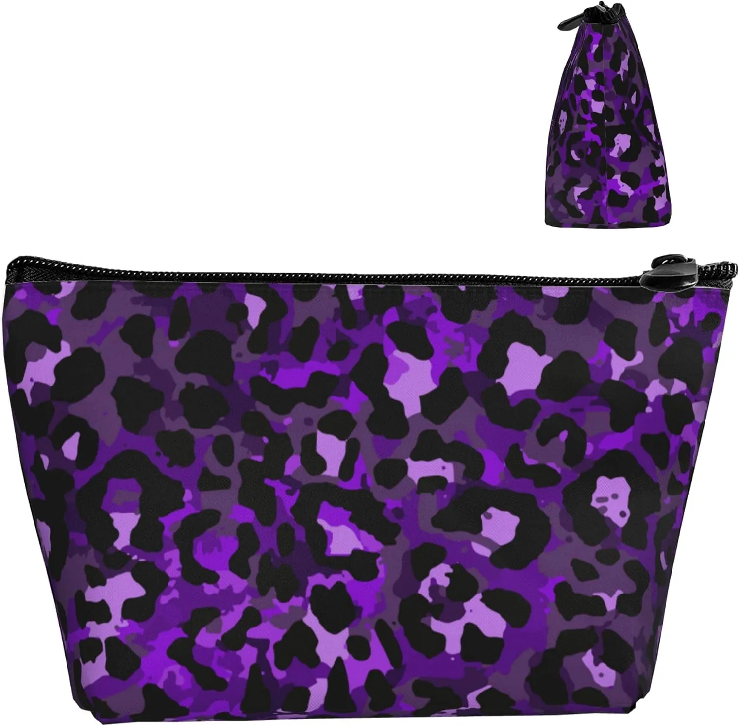 Ladies Makeup Bags Roomy Pouch Purse With Zipper Portable Travel Cosmetic Bag For Birthday Gifts Roomy purple cheetah leopard print Toiletry Bags