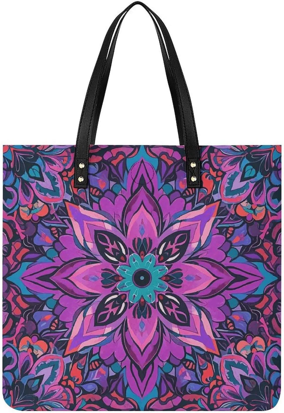 Ladies Soft Leather Wallet Leather Printed Handbags for Women Mandala Stylized Printed Satchel Tote Fashion Shoulder Bag Purses