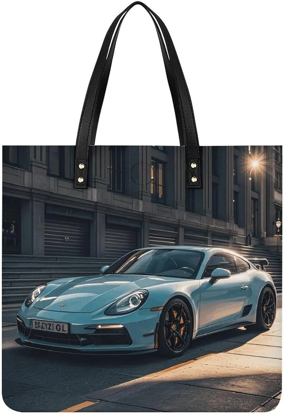 Ladies Soft Leather Wallet Leather Printed Handbags for Women Urban Sports Car Printed Satchel Tote Fashion Shoulder Bag Purses