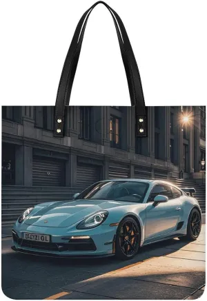 Ladies Soft Leather Wallet Leather Printed Handbags for Women Urban Sports Car Printed Satchel Tote Fashion Shoulder Bag Purses