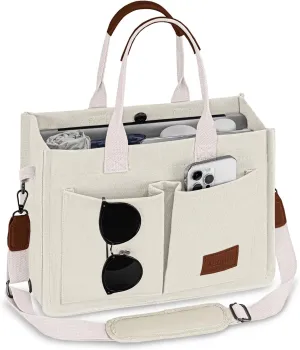 Large Canvas Tote Bag for Women with Compartments Laptop Crossbody Bags Work Book Satchel Purse Travel Gym Shoulder Handbag