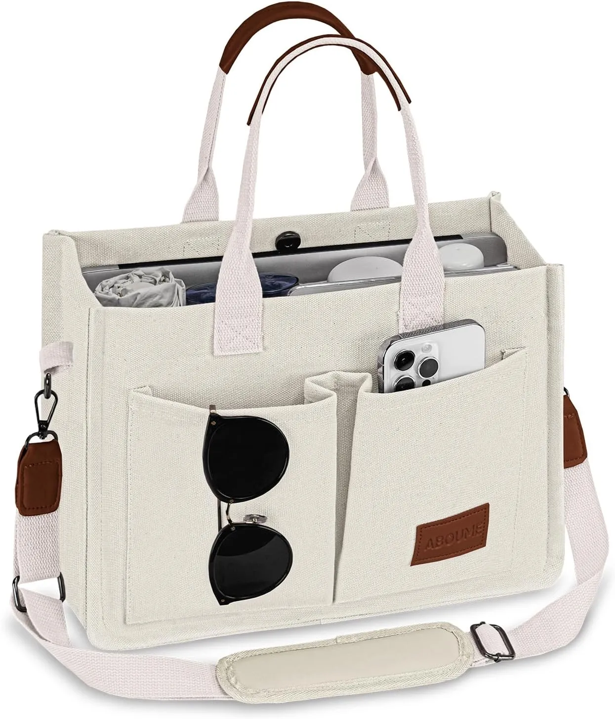 Large Canvas Tote Bag for Women with Compartments Laptop Crossbody Bags Work Book Satchel Purse Travel Gym Shoulder Handbag