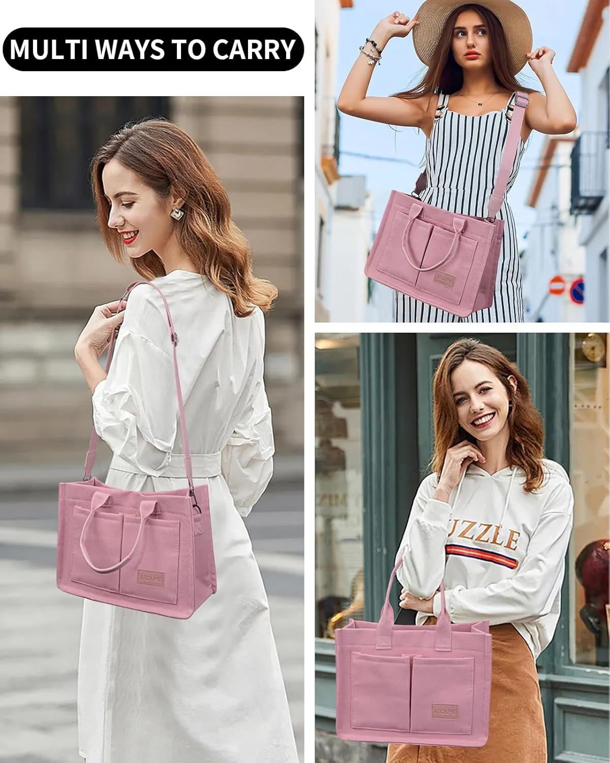 Large Canvas Tote Bag for Women with Compartments Laptop Crossbody Bags Work Book Satchel Purse Travel Gym Shoulder Handbag