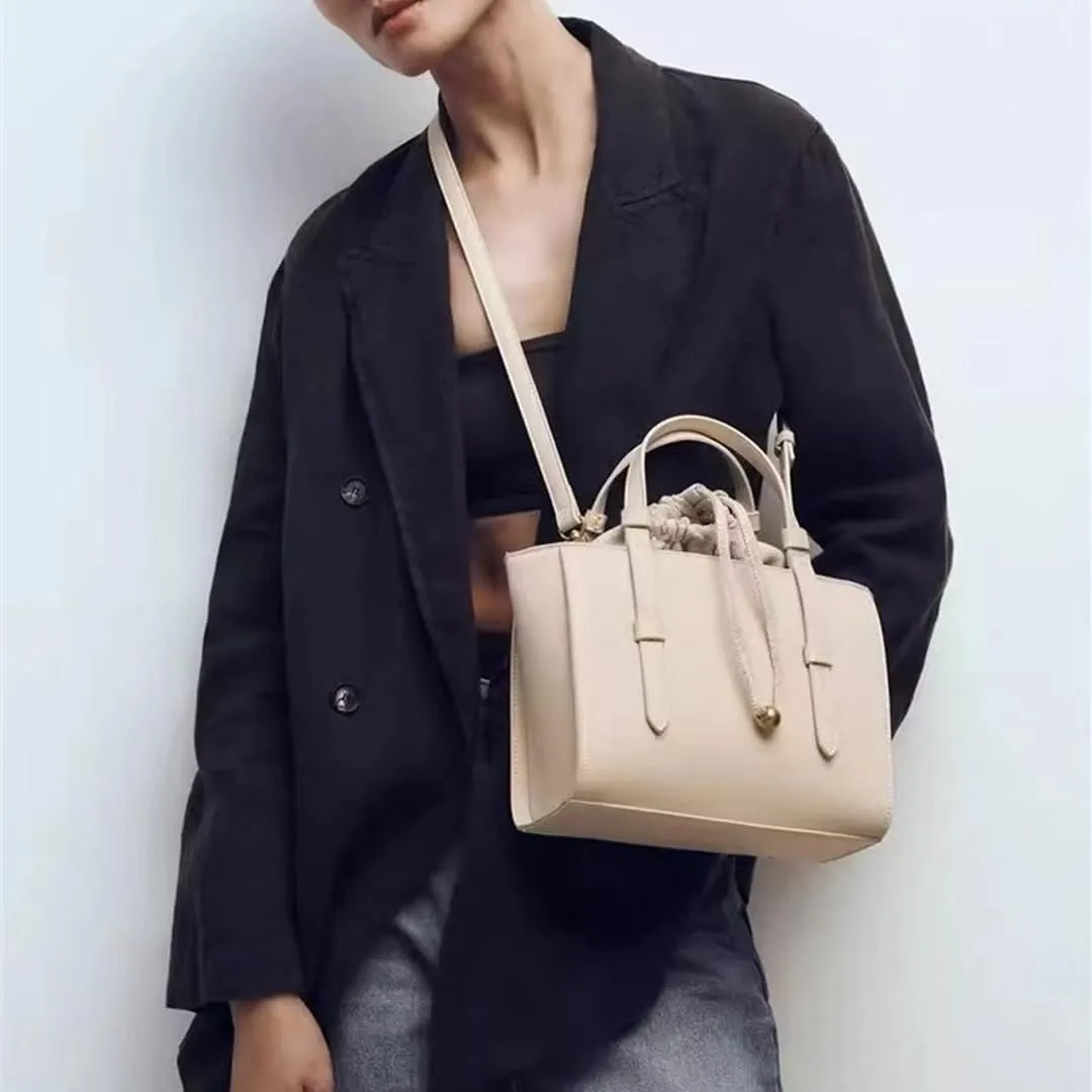Large Capacity Tote Bag Shoulder Bags for Women Soft PU Leather Satchel Handbag Solid Leather Bags