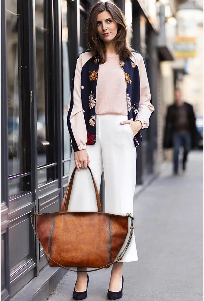 Large Tote Bag for Women Genuine Leather Handbag Purse Women's Shoulder Bags Soft Travel Purses