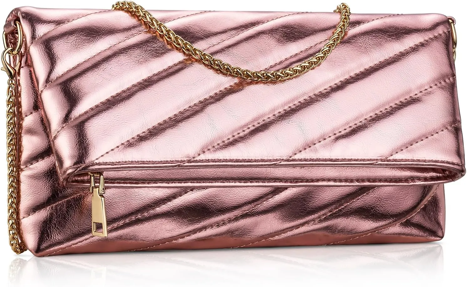 Leather Clutch Evening Purse for Women Envelope Crossbody Bag with Chain Strap Wedding Party Handbags