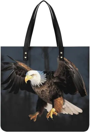 Leather Handbag for Women Tote Bag with Magnetic Buckle Bald Eagle Crossbody Bag Shoulder Bags