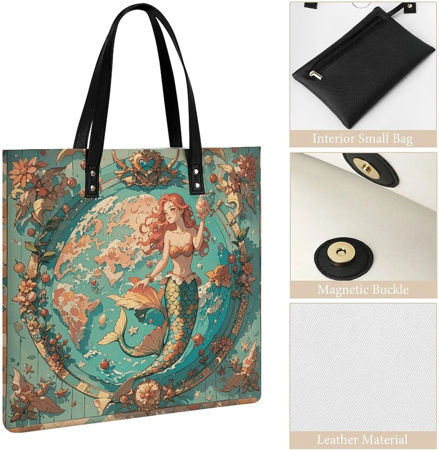 Leather Handbag for Women Tote Bag with Magnetic Buckle Bald Eagle Crossbody Bag Shoulder Bags