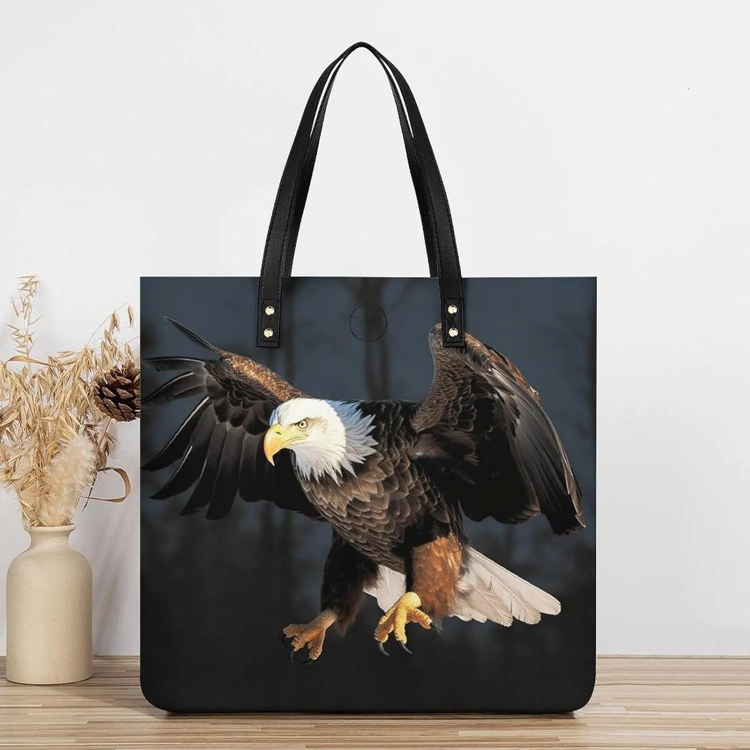 Leather Handbag for Women Tote Bag with Magnetic Buckle Bald Eagle Crossbody Bag Shoulder Bags