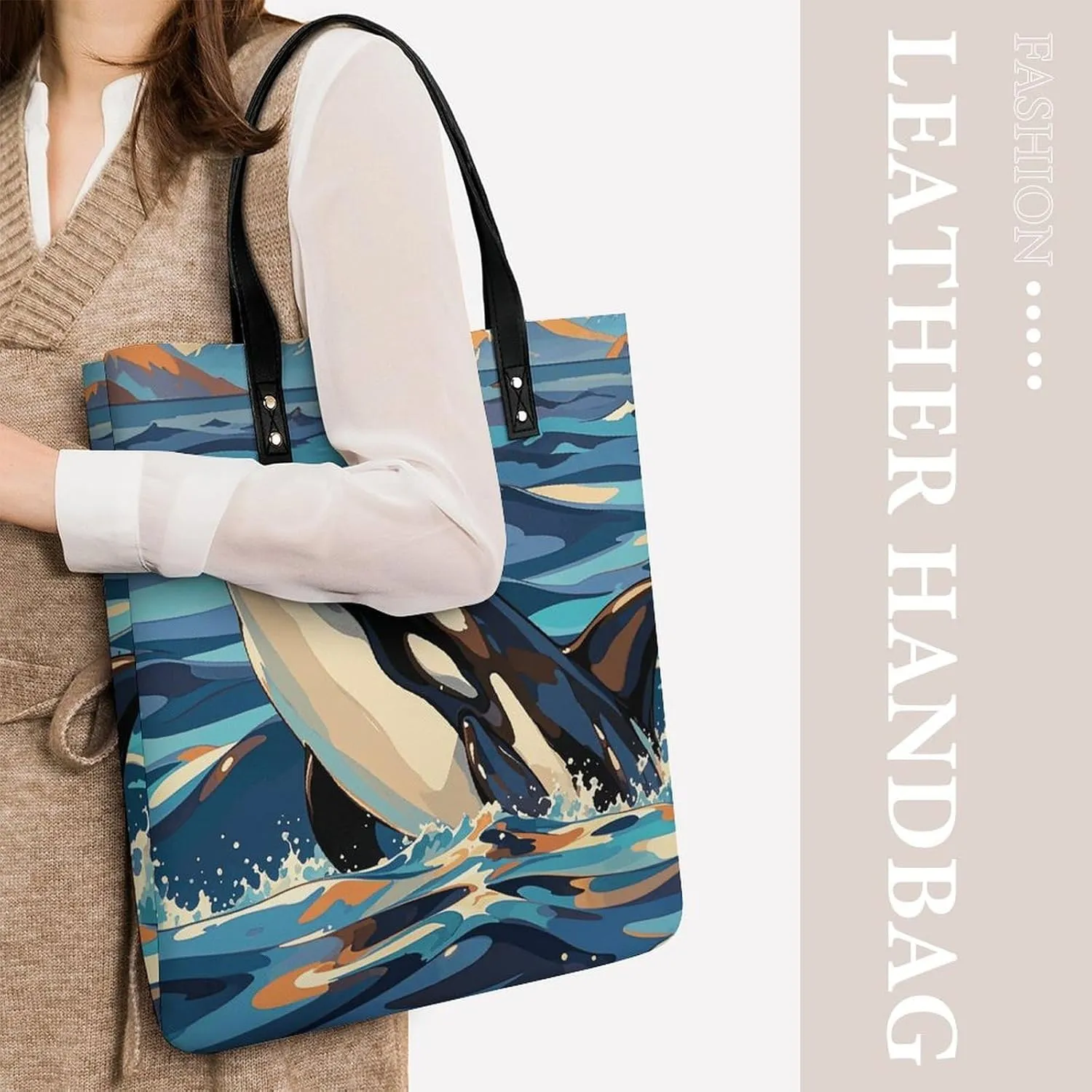 Leather Handbag for Women Tote Bag with Magnetic Buckle Bald Eagle Crossbody Bag Shoulder Bags