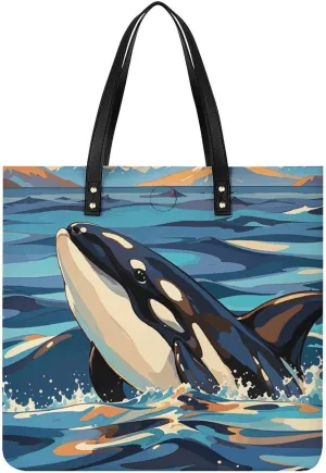 Leather Handbag for Women Tote Bag with Magnetic Buckle Bald Eagle Crossbody Bag Shoulder Bags