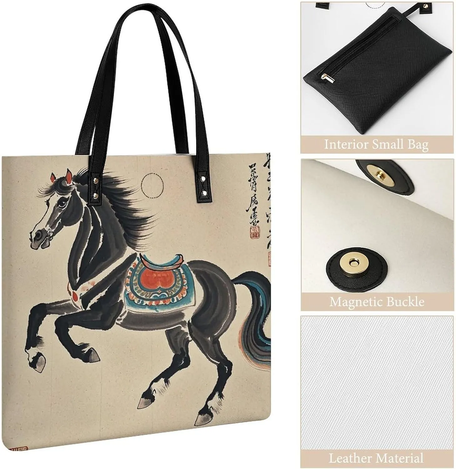 Leather Handbag for Women Tote Bag with Magnetic Buckle Flag of Mexico Crossbody Bag Shoulder Bags