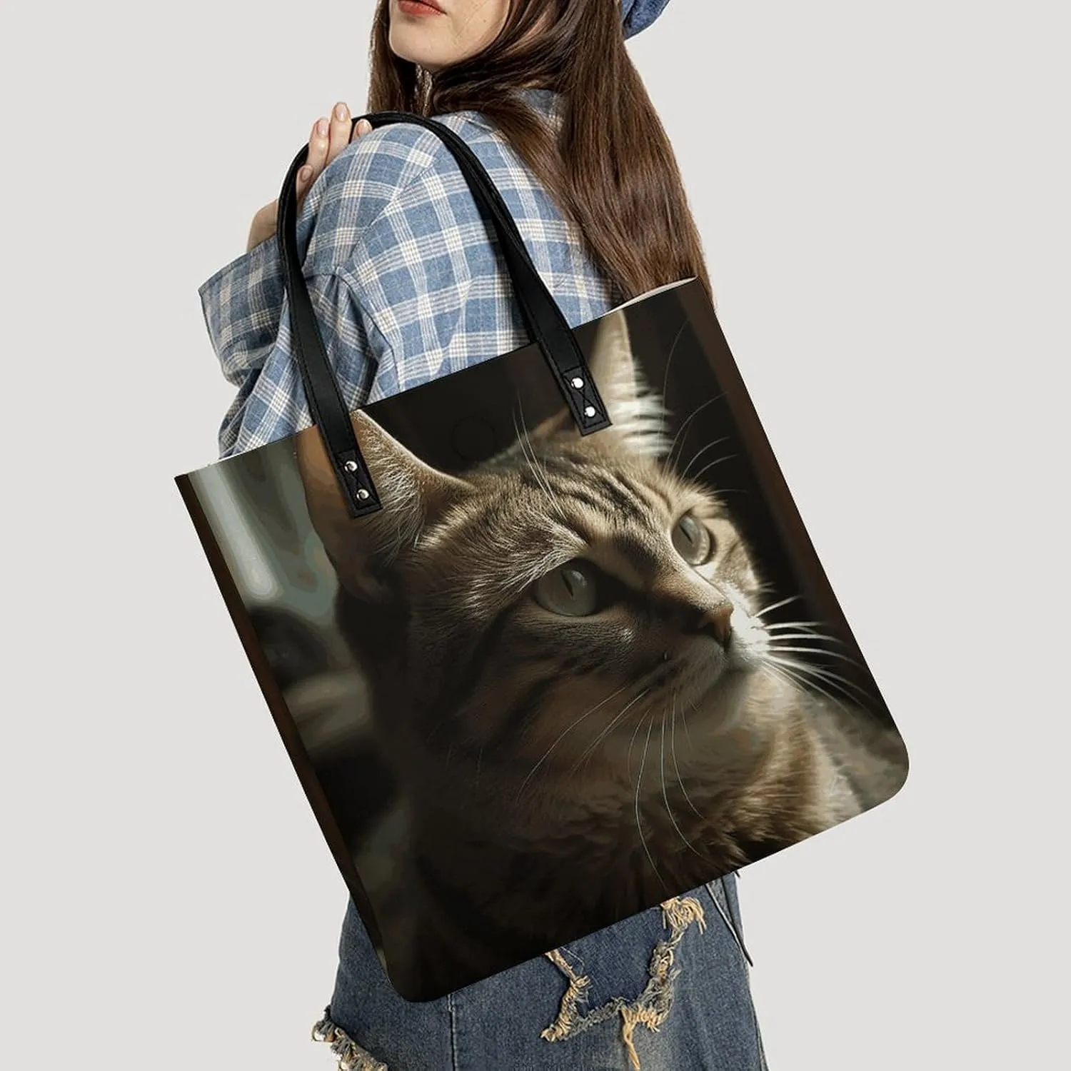 Leather Handbag for Women Tote Bag with Magnetic Buckle Skull in Darkness Crossbody Bag Shoulder Bags