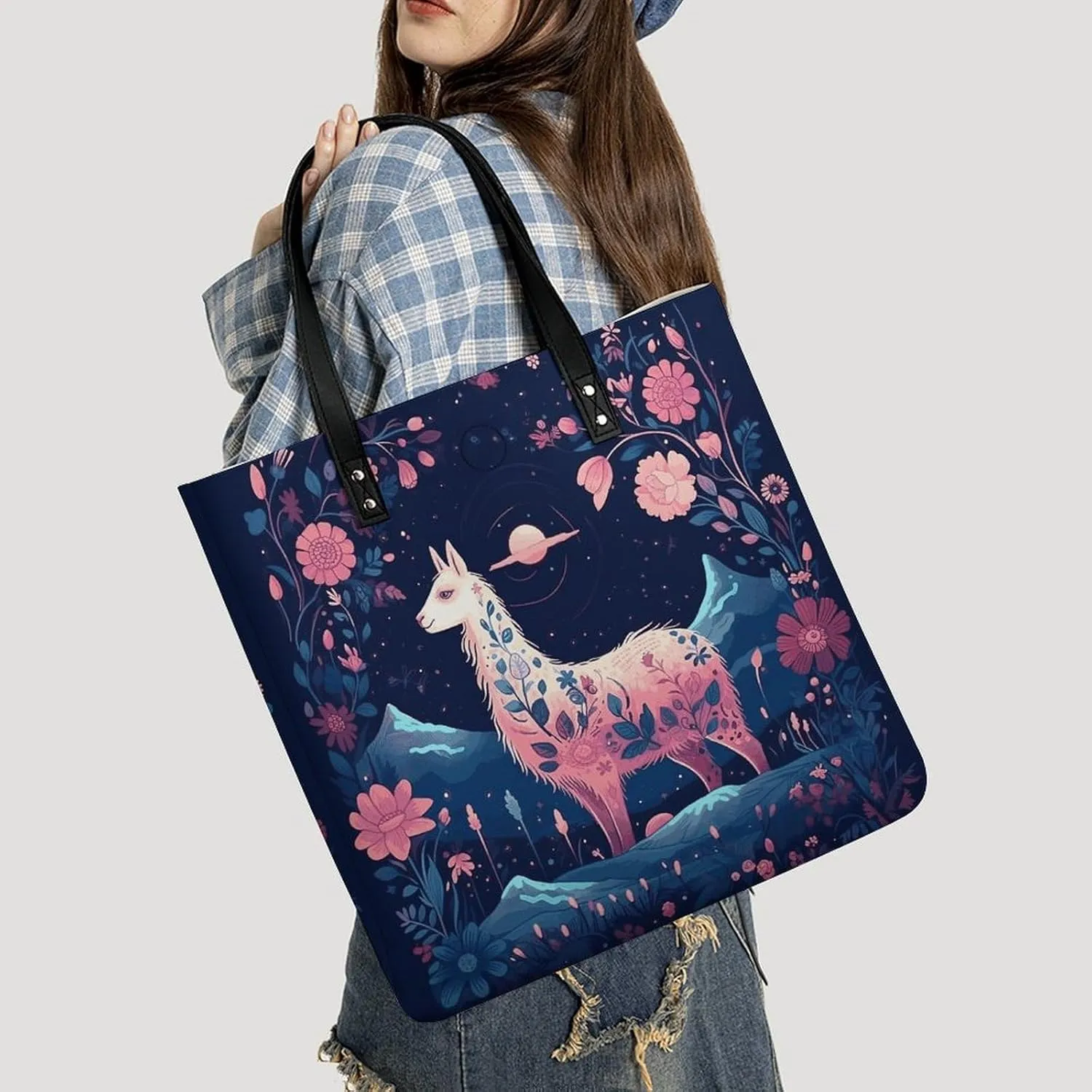 Leather Handbag for Women Tote Bag with Magnetic Buckle Skull in Darkness Crossbody Bag Shoulder Bags