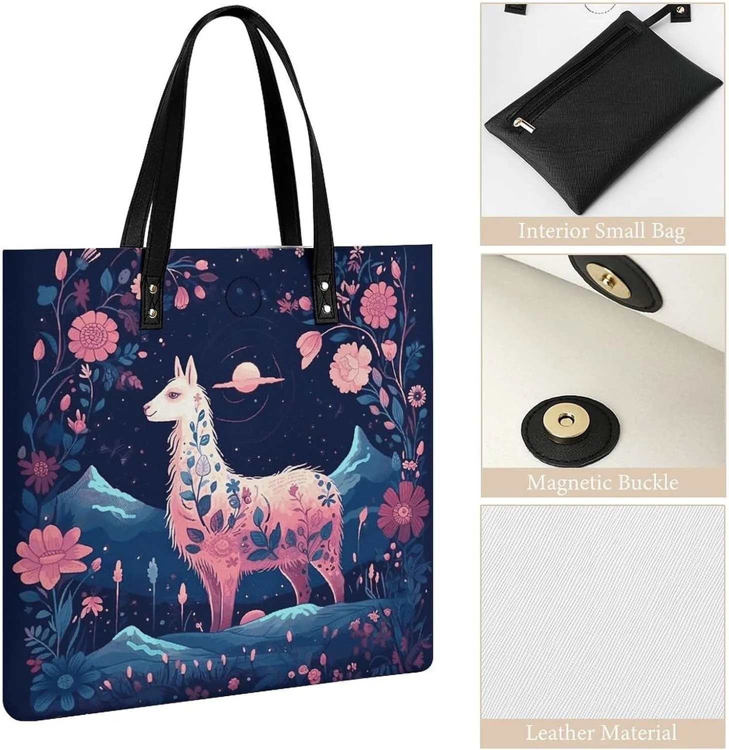 Leather Handbag for Women Tote Bag with Magnetic Buckle Skull in Darkness Crossbody Bag Shoulder Bags