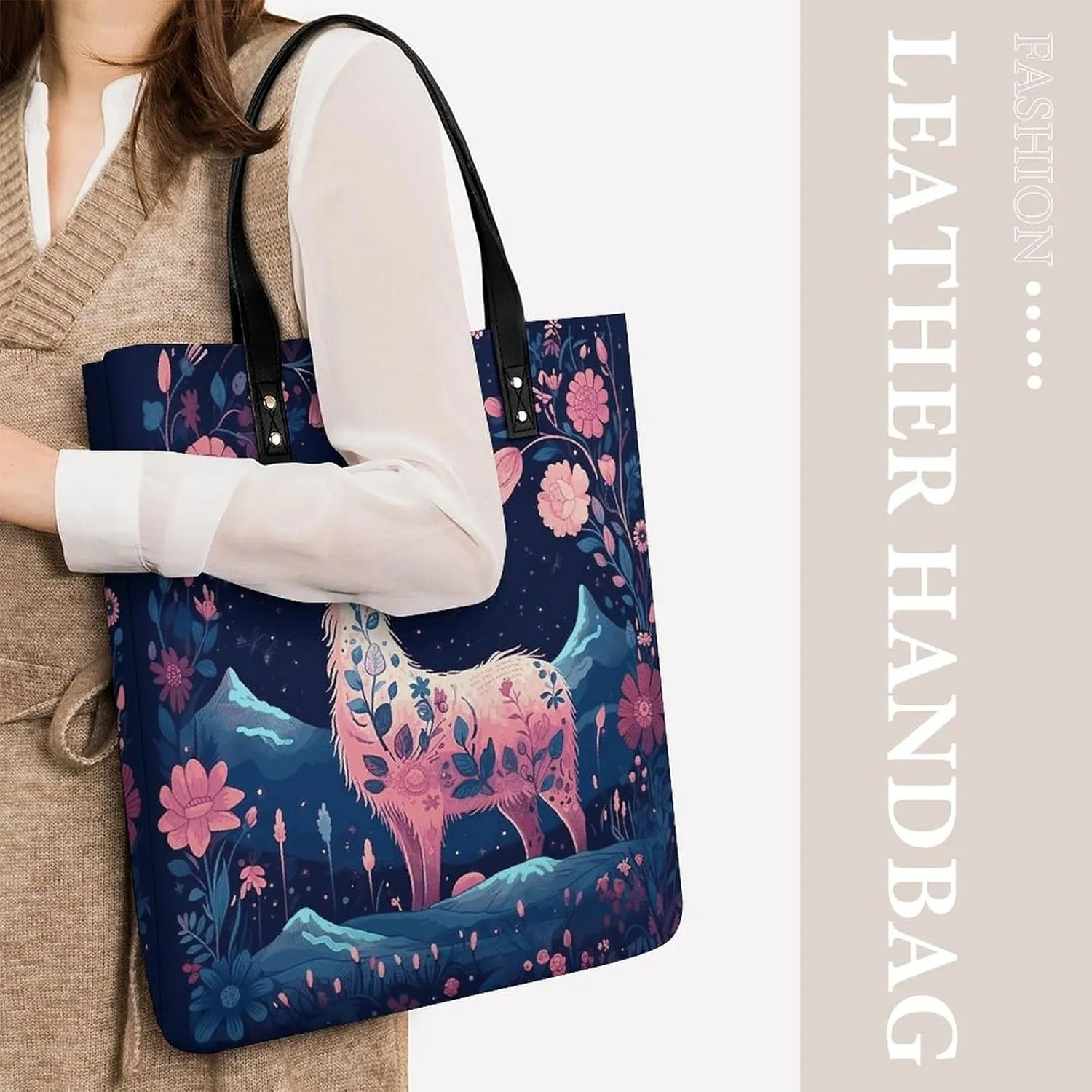 Leather Handbag for Women Tote Bag with Magnetic Buckle Skull in Darkness Crossbody Bag Shoulder Bags