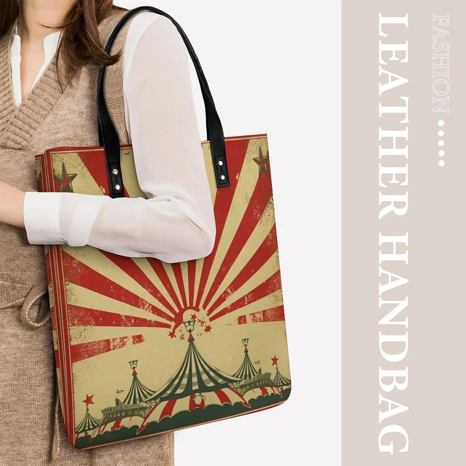 Leather Handbag for Women Tote Bag with Magnetic Buckle Skull in Darkness Crossbody Bag Shoulder Bags
