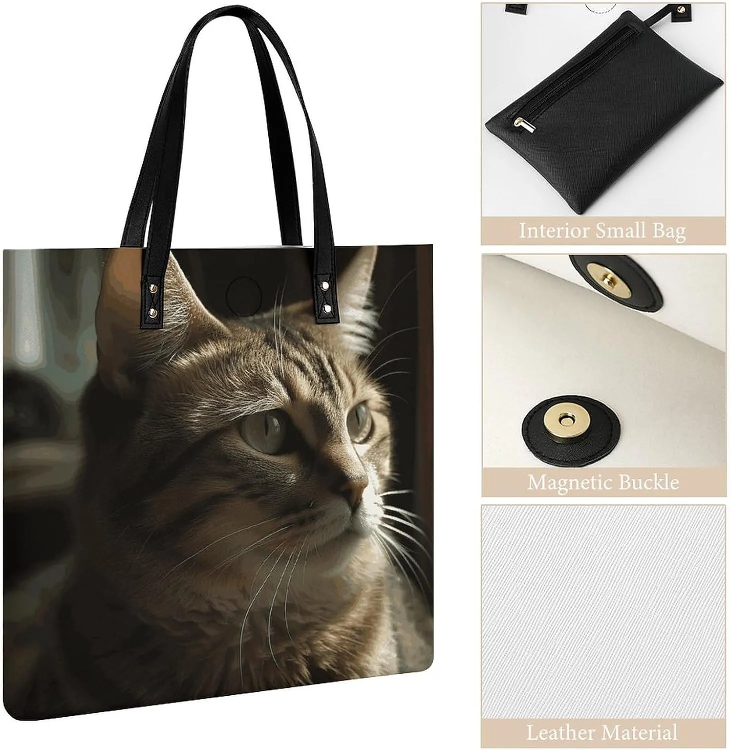 Leather Handbag for Women Tote Bag with Magnetic Buckle Skull in Darkness Crossbody Bag Shoulder Bags