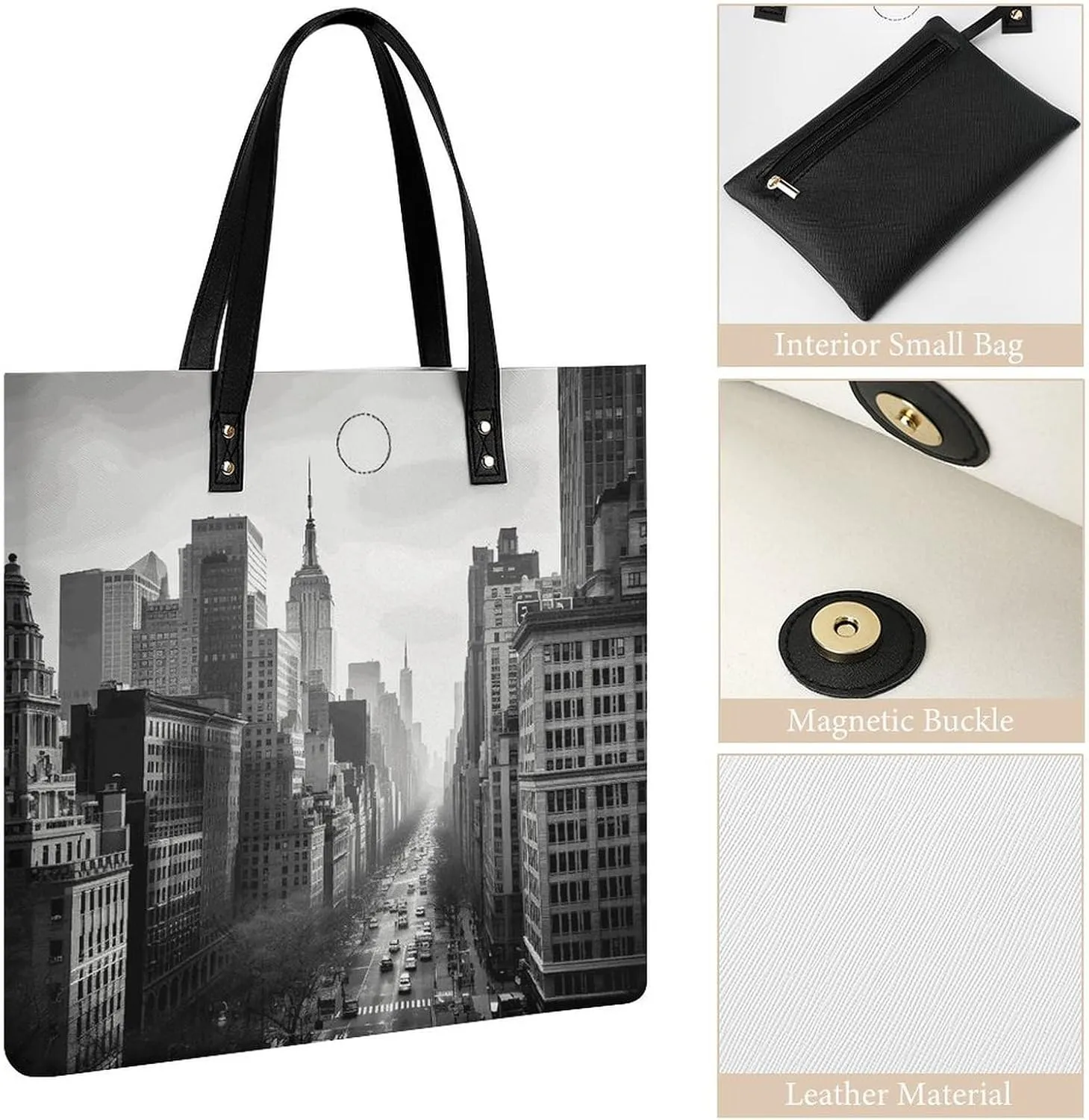 Leather Handbag for Women Tote Bag with Magnetic Buckle Vintage Octopus Crossbody Bag Shoulder Bags