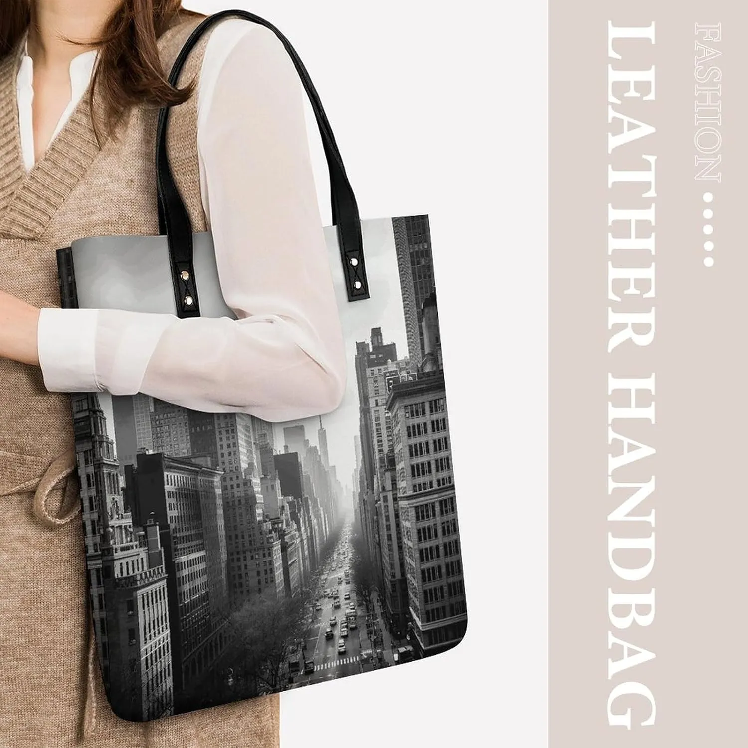 Leather Handbag for Women Tote Bag with Magnetic Buckle Vintage Octopus Crossbody Bag Shoulder Bags