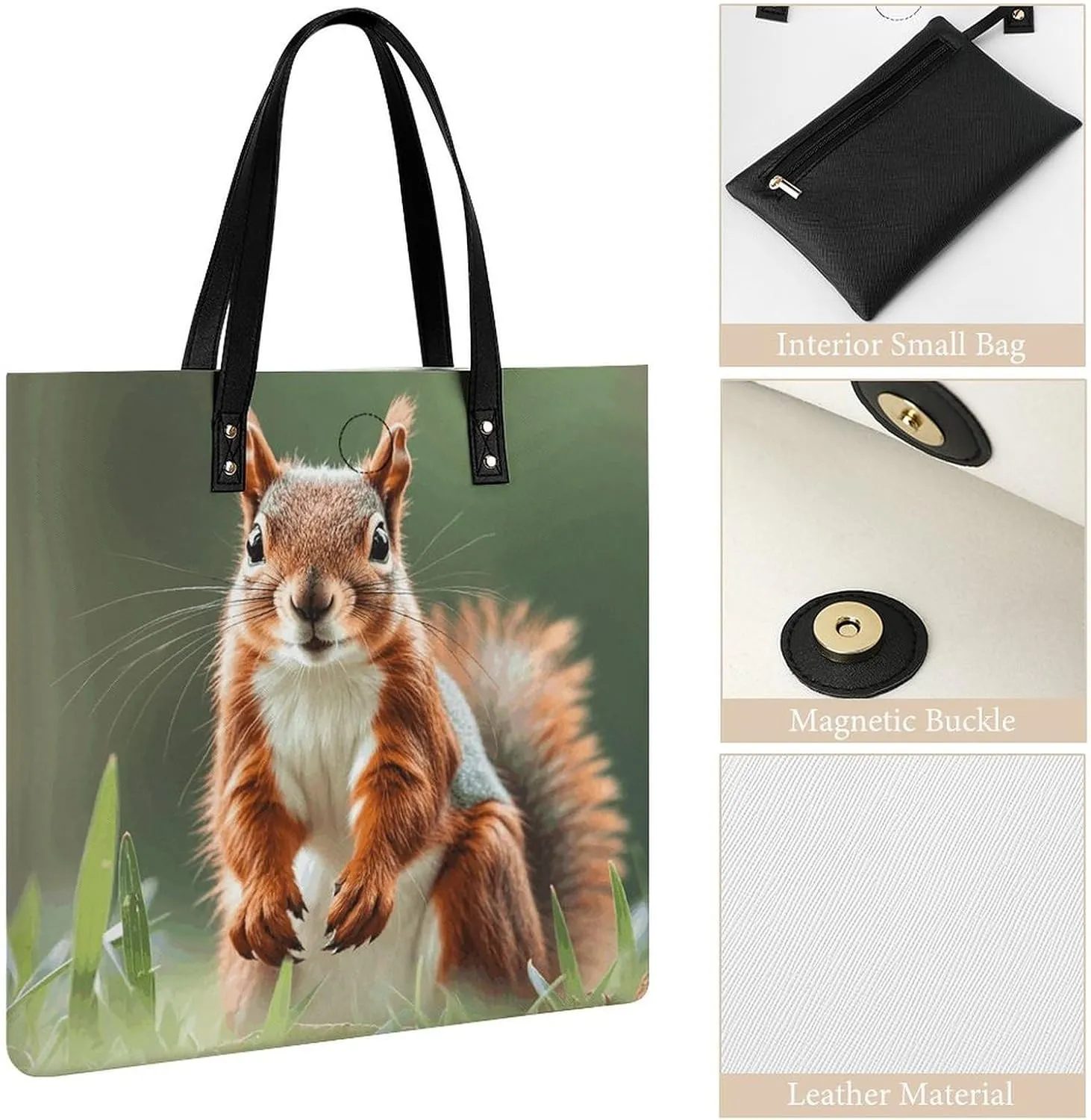 Leather Handbag for Women Tote Bag with Magnetic Buckle Vintage Octopus Crossbody Bag Shoulder Bags