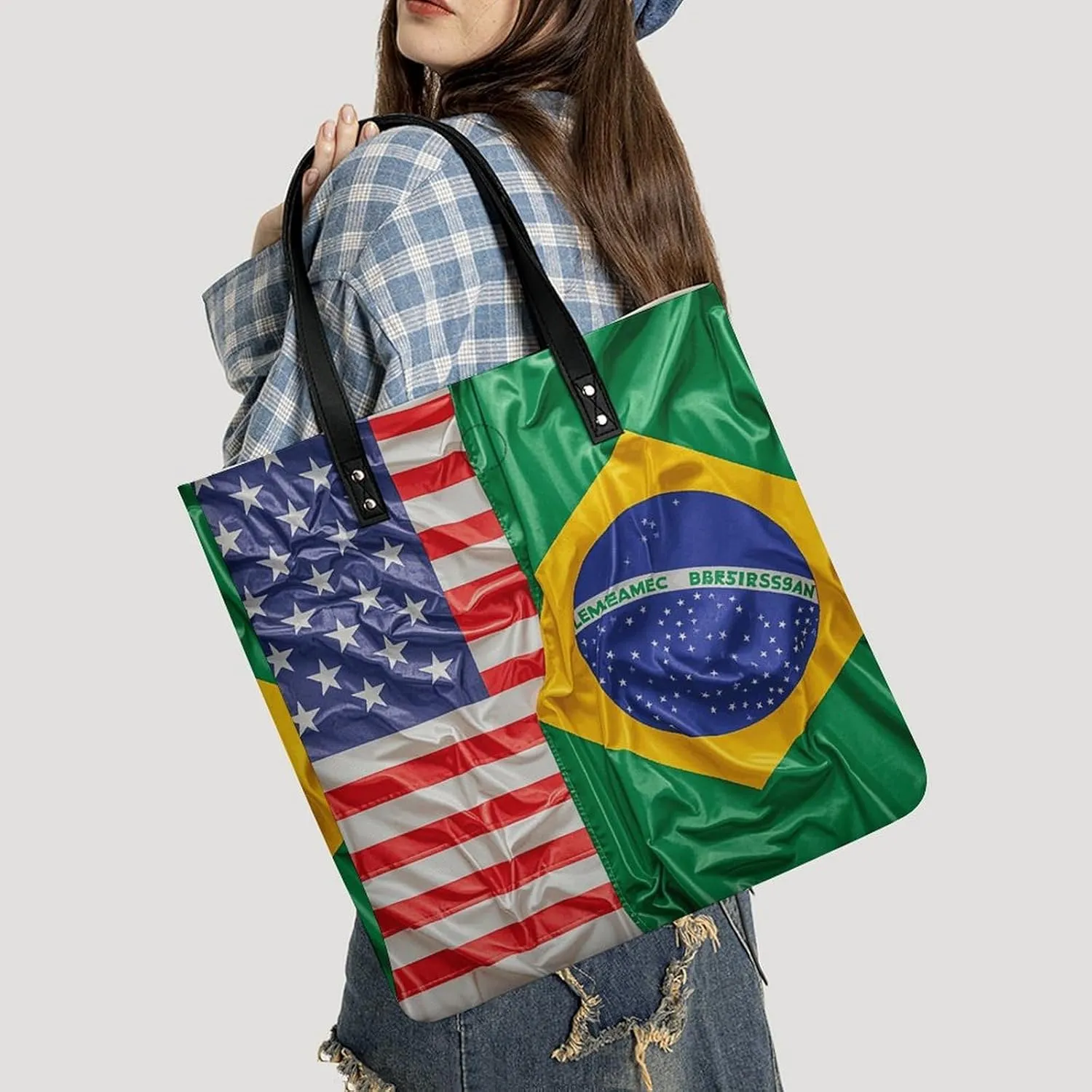 Leather Handbag for Women Tote Bag with Magnetic Buckle Yorkie Puppy Crossbody Bag Shoulder Bags