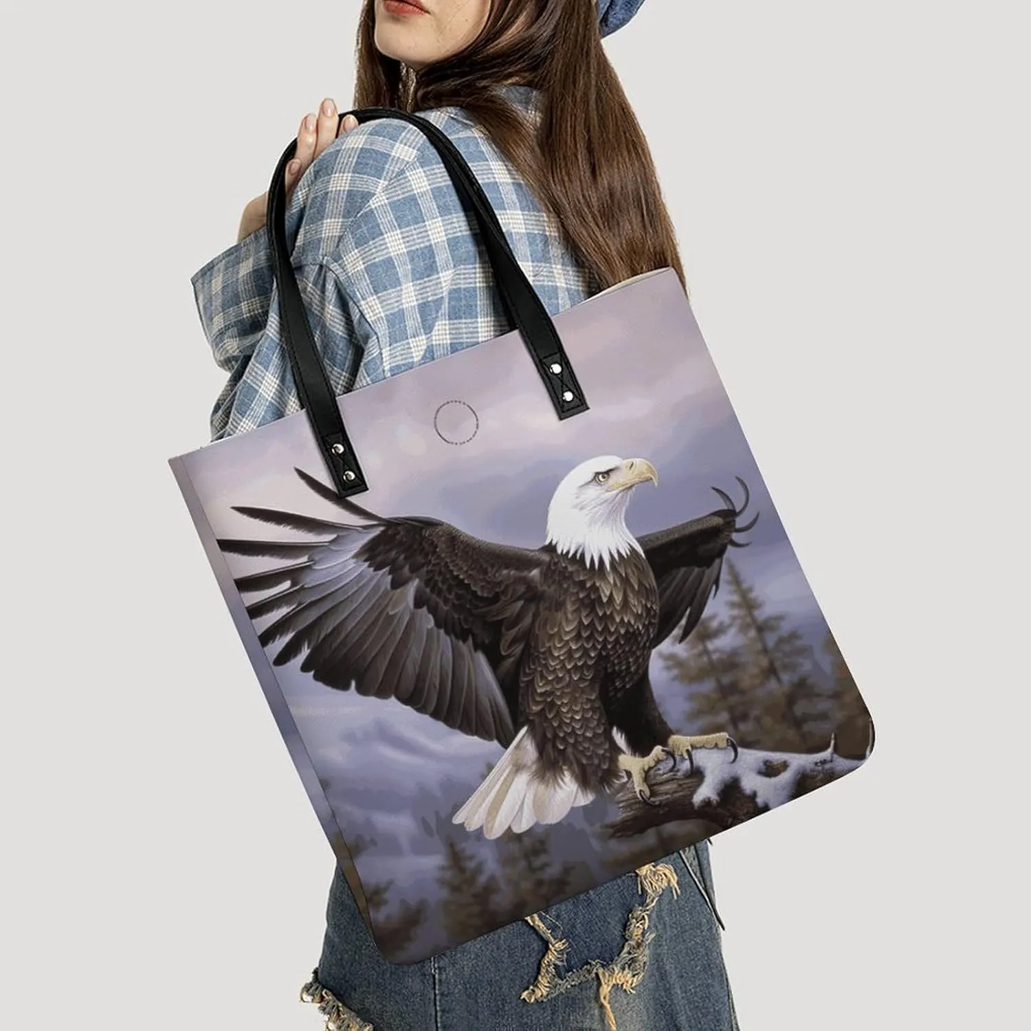 Leather Handbag for Women Tote Bag with Magnetic Buckle Yorkie Puppy Crossbody Bag Shoulder Bags