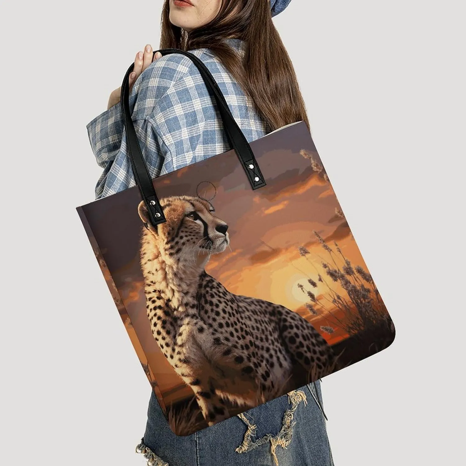 Leather Handbag for Women Tote Bag with Magnetic Buckle Yorkie Puppy Crossbody Bag Shoulder Bags