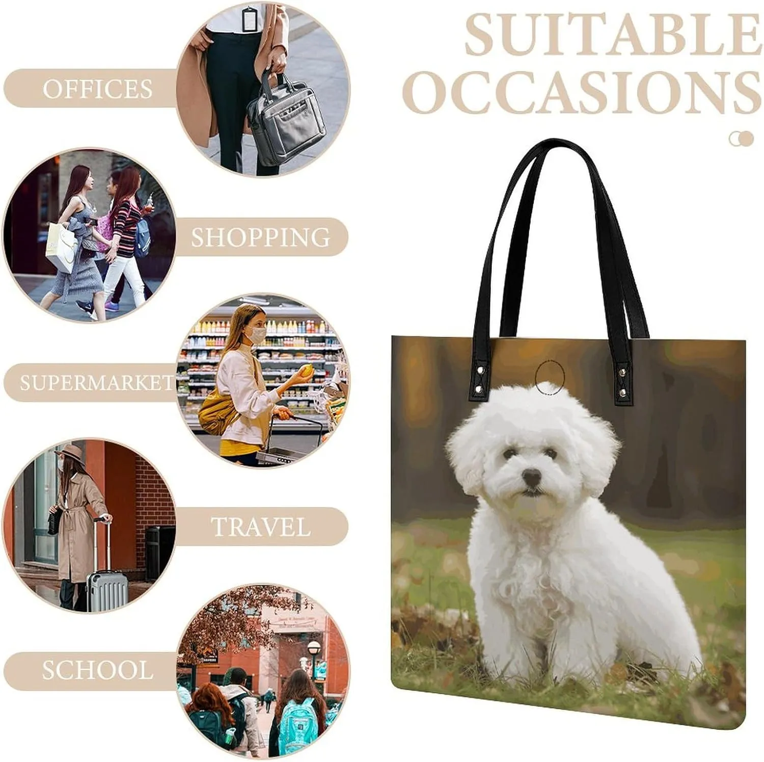 Leather Handbag for Women Tote Bag with Magnetic Buckle Yorkie Puppy Crossbody Bag Shoulder Bags