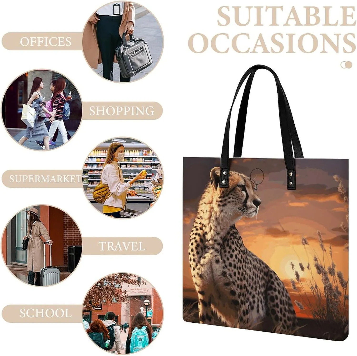 Leather Handbag for Women Tote Bag with Magnetic Buckle Yorkie Puppy Crossbody Bag Shoulder Bags