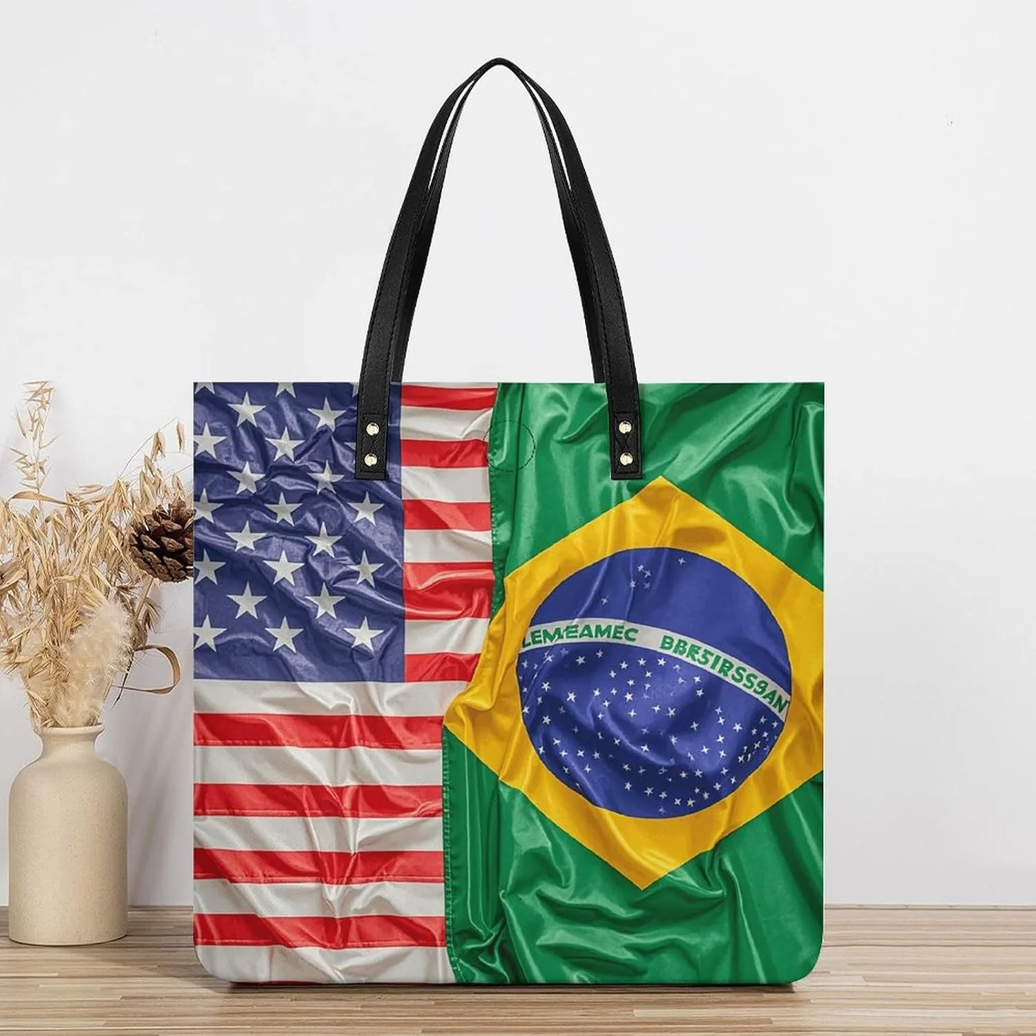 Leather Handbag for Women Tote Bag with Magnetic Buckle Yorkie Puppy Crossbody Bag Shoulder Bags