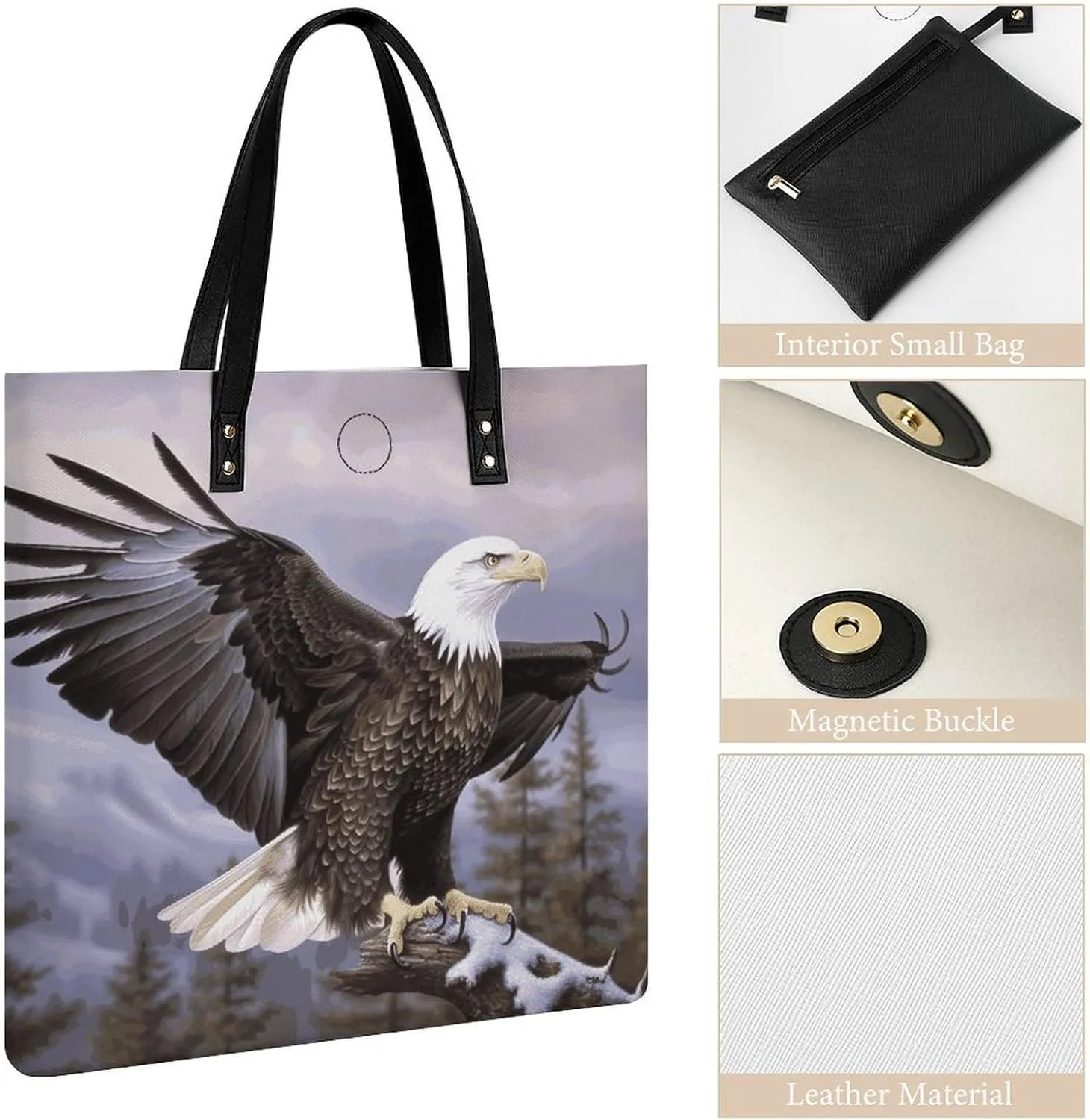 Leather Handbag for Women Tote Bag with Magnetic Buckle Yorkie Puppy Crossbody Bag Shoulder Bags