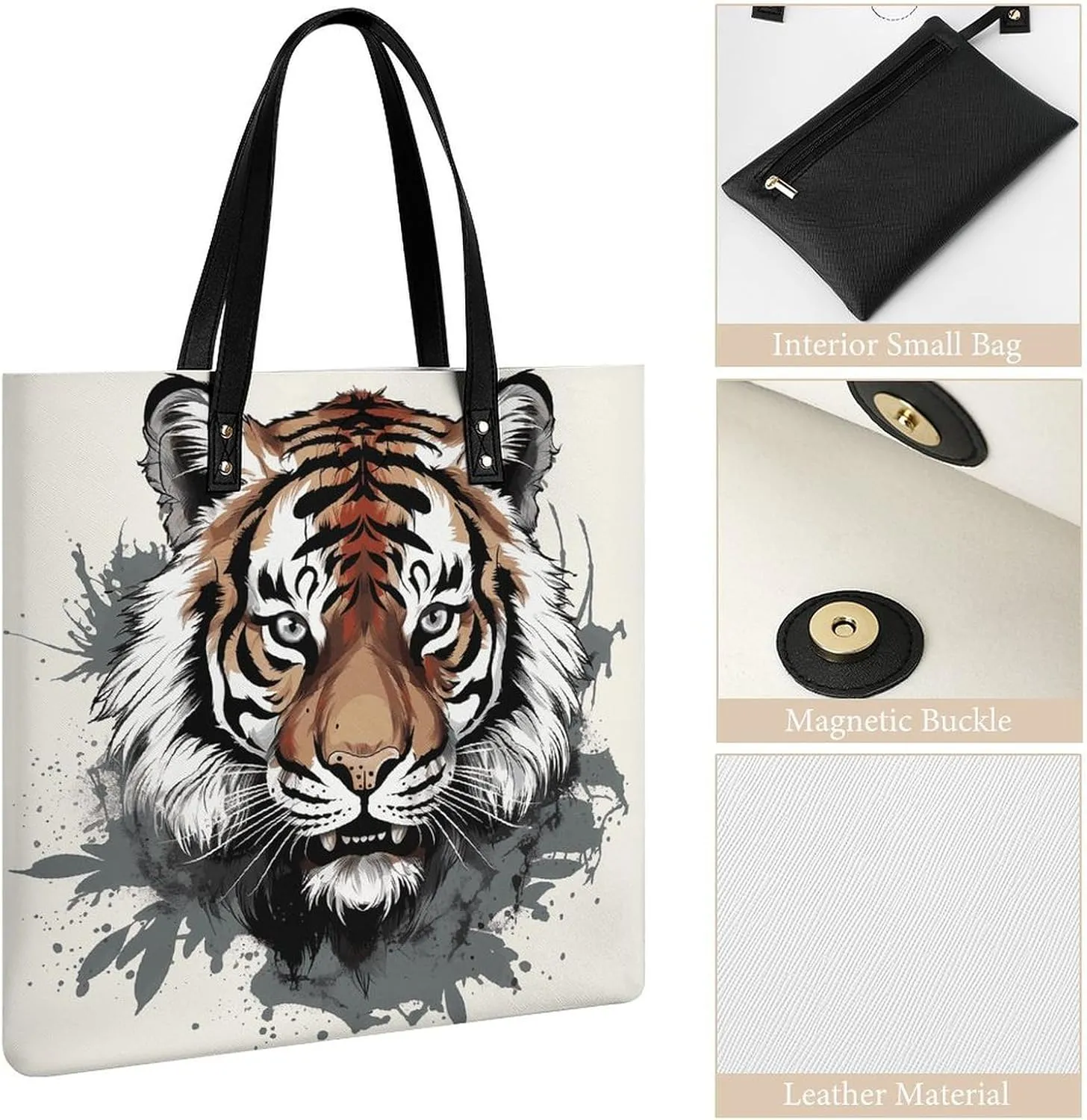 Leather Handbag for Women Tote Bag with Magnetic Buckle Yorkie Puppy Crossbody Bag Shoulder Bags