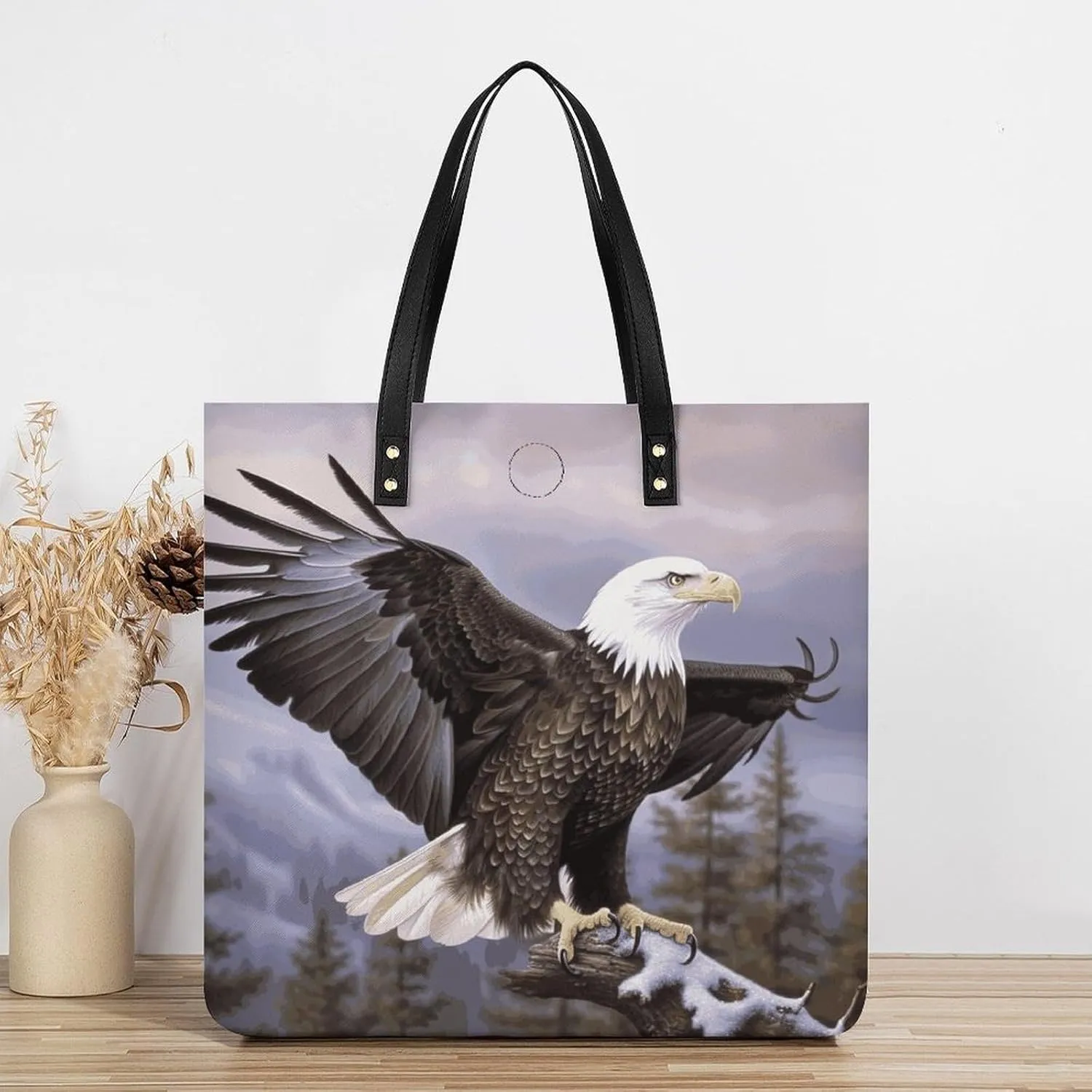 Leather Handbag for Women Tote Bag with Magnetic Buckle Yorkie Puppy Crossbody Bag Shoulder Bags