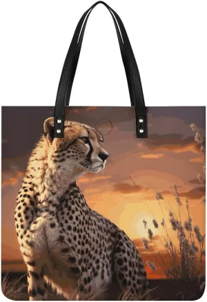 Leather Handbag for Women Tote Bag with Magnetic Buckle Yorkie Puppy Crossbody Bag Shoulder Bags
