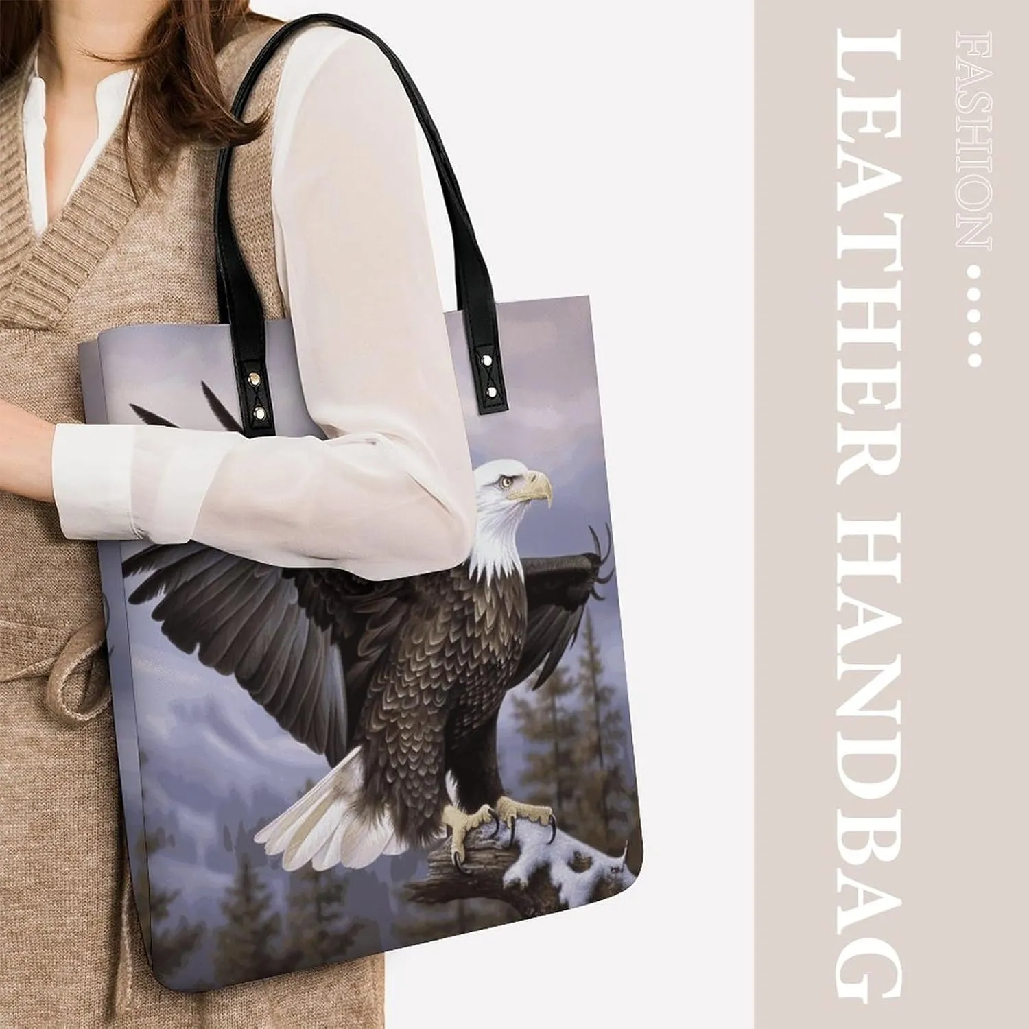 Leather Handbag for Women Tote Bag with Magnetic Buckle Yorkie Puppy Crossbody Bag Shoulder Bags