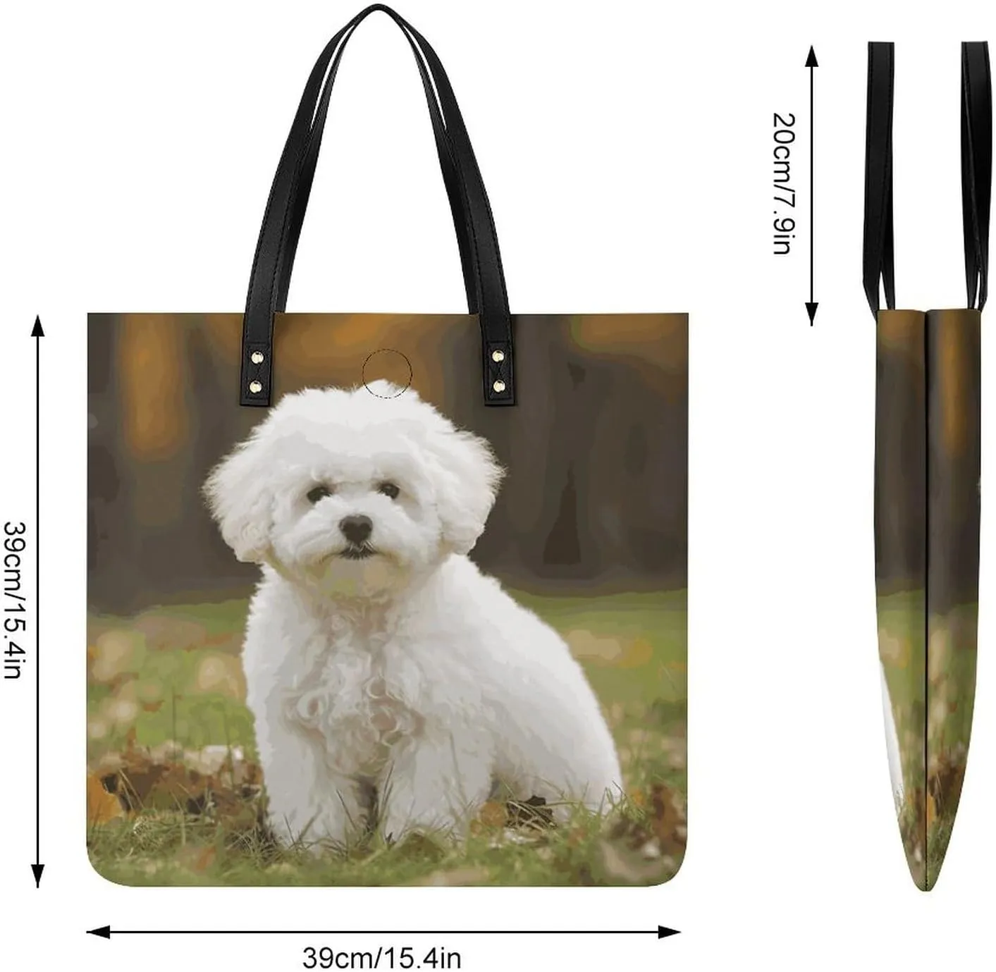 Leather Handbag for Women Tote Bag with Magnetic Buckle Yorkie Puppy Crossbody Bag Shoulder Bags