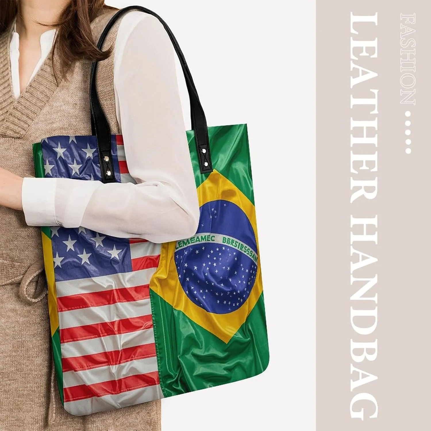 Leather Handbag for Women Tote Bag with Magnetic Buckle Yorkie Puppy Crossbody Bag Shoulder Bags