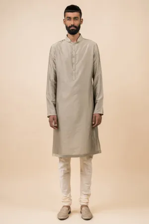 Light Grey Single Kurta With Zero Point Collar
