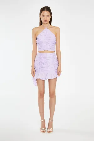 Light-Violet Ruched Halterneck Crop-Top