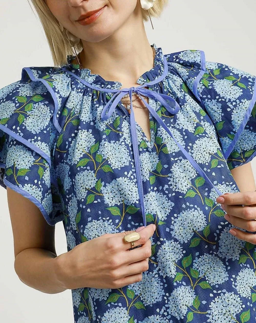 Lordree Women Boho Ruffle Sleeve Mini Dress Summer Trendy Floral Print Short Sleeve V Neck Cute Babydoll Loose Flowy Dress