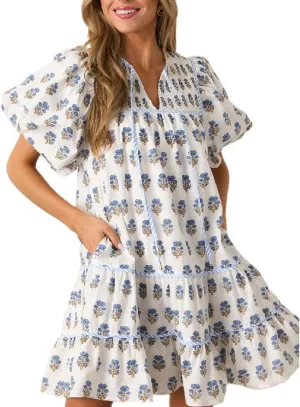 Lordree Women Boho Ruffle Sleeve Mini Dress Summer Trendy Floral Print Short Sleeve V Neck Cute Babydoll Loose Flowy Dress