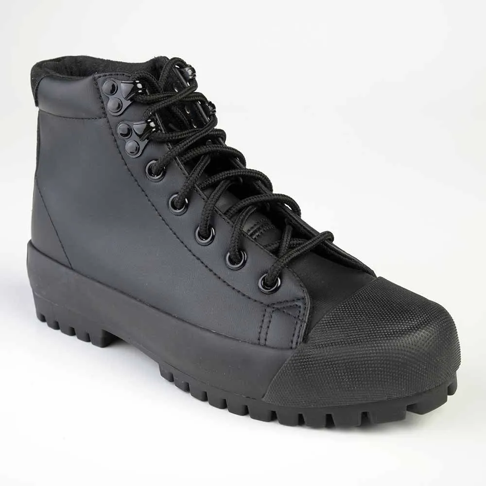 Madison Ladies Hi Top Sneaker - Black Mono